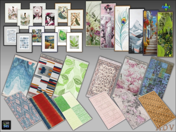 Mix paintings and rugs by artedellavita_mabra - The Sims 4 Custom Content