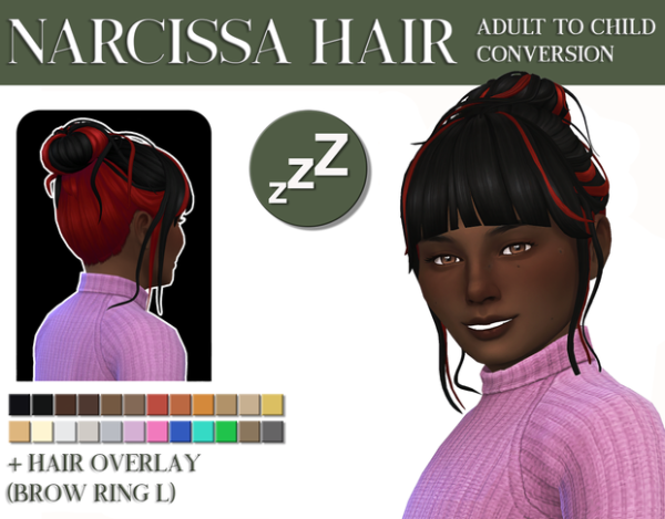 Maxis Match Narcissa Hair Hair Overlay by simsfinds - The Sims 4 Custom Content