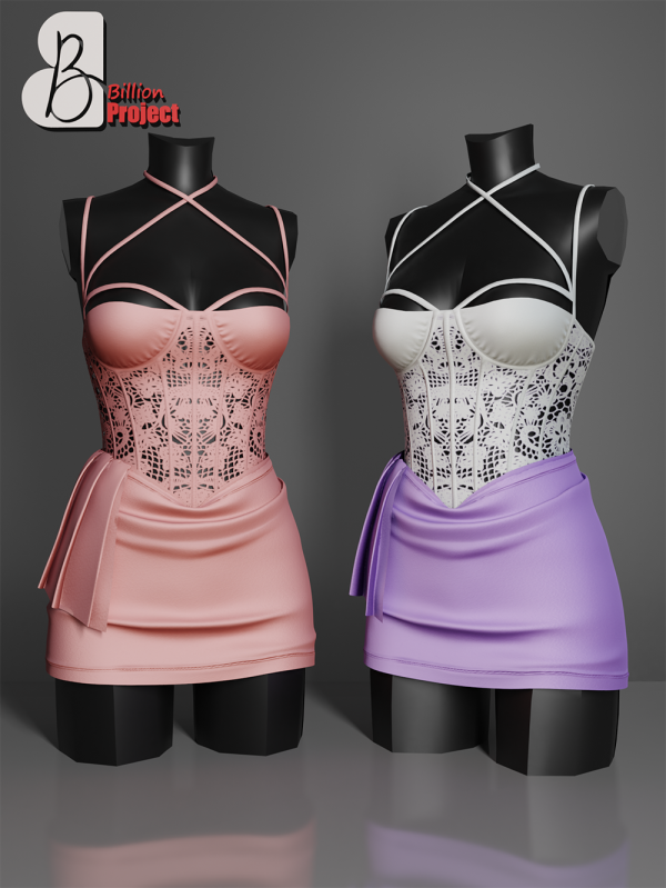Alpha Mely Mini Dress by billion_project666 - The Sims 4 Custom Content