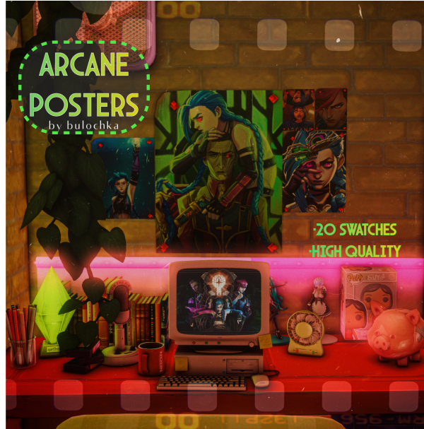 Alpha Arcane posters recolor by simsfinds - The Sims 4 Custom Content