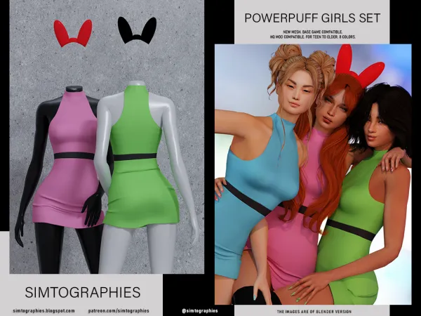 Alpha Powerpuff Girls Set - The Sims 4 Custom Content