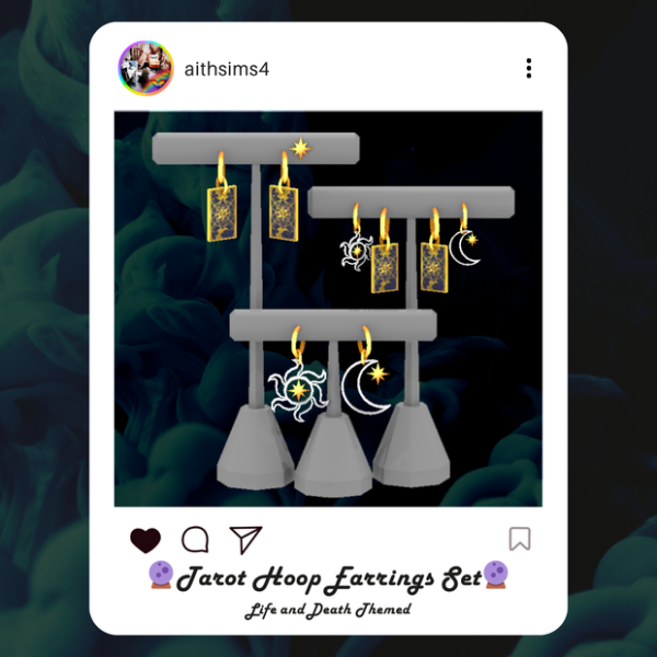 Mix Tarot Hoop Earrings Set by simsfinds - The Sims 4 Custom Content