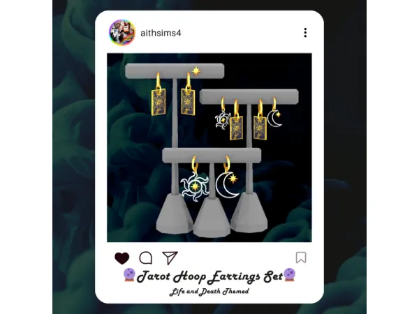 Mix Tarot Hoop Earrings Set by Aithsims - The Sims 4 Custom Content