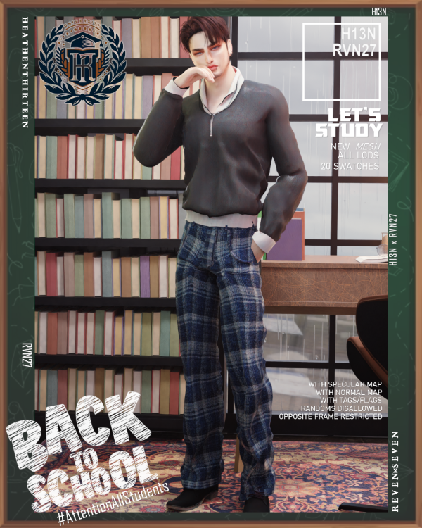 Alpha Men's Luxurious Loose Pleated Pants Winter School Uniform by simsfinds - The Sims 4 Custom Content