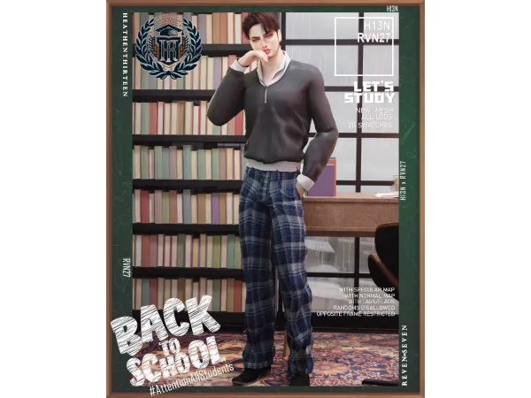 Alpha Men's Luxurious Loose Pleated Pants Winter School Uniform by rvn2seven - The Sims 4 Custom Content