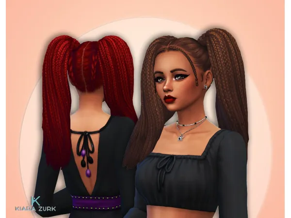Maxis Match Braids Pigtails by Mystufforigin - The Sims 4 Custom Content