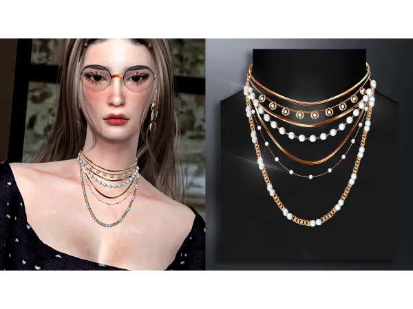 Alpha Iris necklace set nc034 V1 by Mydarling20 - The Sims 4 Custom Content