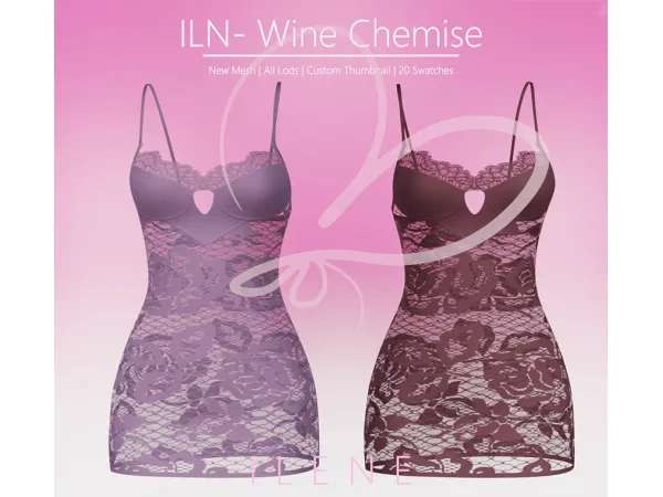 Mix ILN Siverity Lace Chemise by ilenes4 - The Sims 4 Custom Content
