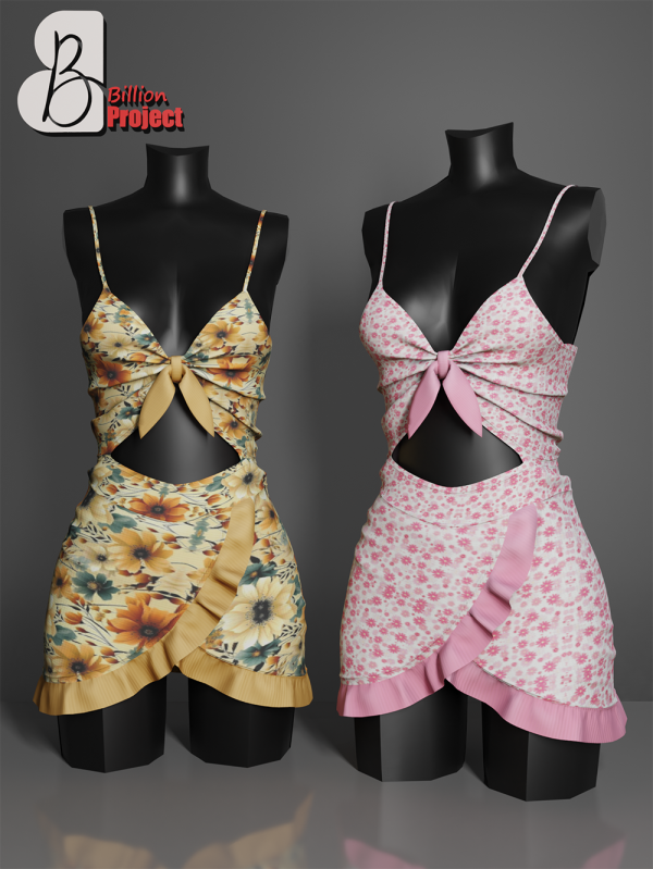 Alpha BillionProject Kaela Short Dress by billion_project666 - The Sims 4 Custom Content