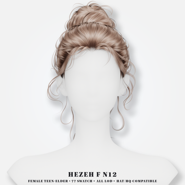 Alpha [Hezeh]FHair_No12 by hezeh - The Sims 4 Custom Content