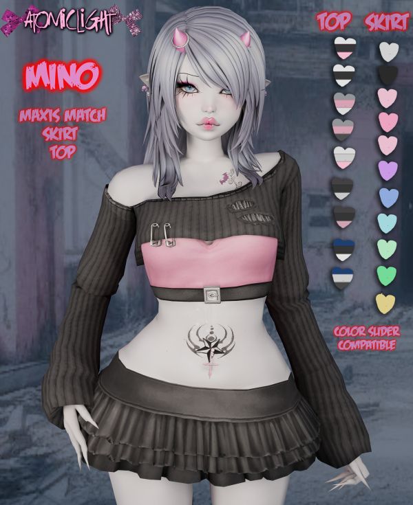 Maxis Match Mino top and skirt by Atomiclight - The Sims 4 Custom Content