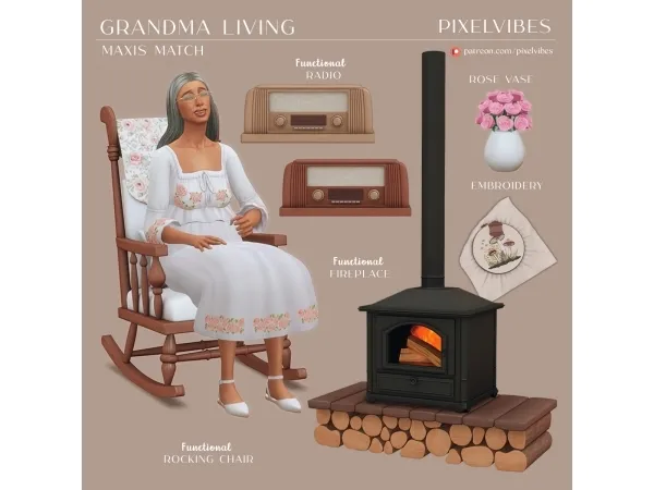 Alpha Grandma's Living - The Sims 4 Custom Content