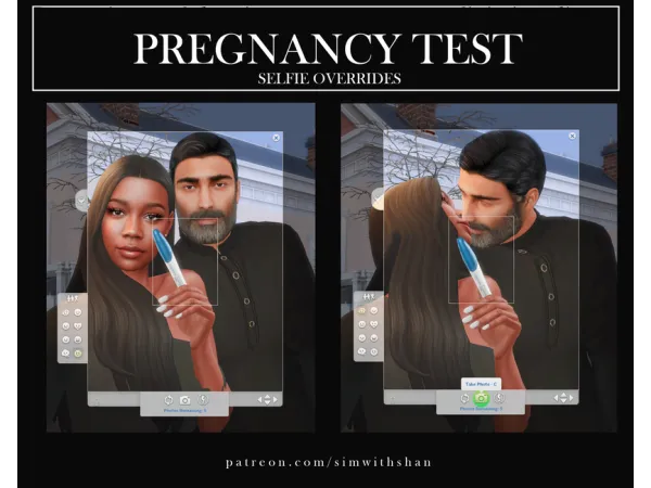 Mix Pregnancy Test Selfie Overrides by simwithshan - The Sims 4 Custom Content