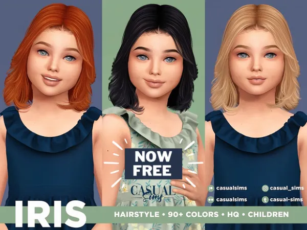 Alpha Iris Hair for Kids by CasualSims - The Sims 4 Custom Content