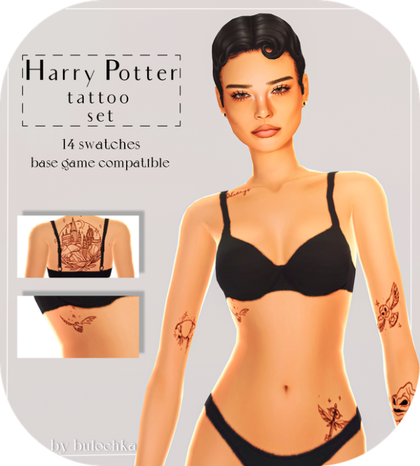 Mix Harry Potter (small) Tattoo set by simsfinds - The Sims 4 Custom Content