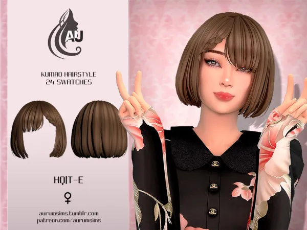 Maxis Match Kumao hairstyle by AurumMusik - The Sims 4 Custom Content