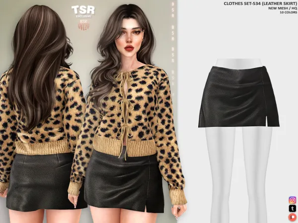 Alpha CLOTHES SET 534 (LEAHTER SKIRT) BD1378 tr by busra - The Sims 4 Custom Content