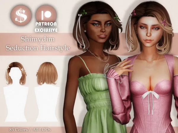 Alpha Shimydim Seduction Hairstyle Bows - The Sims 4 Custom Content