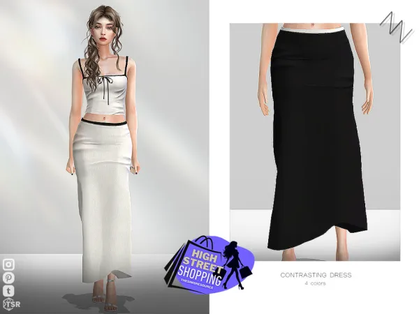 Mix CONTRASTING DRESS by thesimsresource - The Sims 4 Custom Content