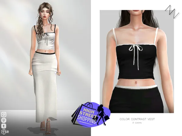 Mix COLOR CONTRAST VEST by ZNsims - The Sims 4 Custom Content