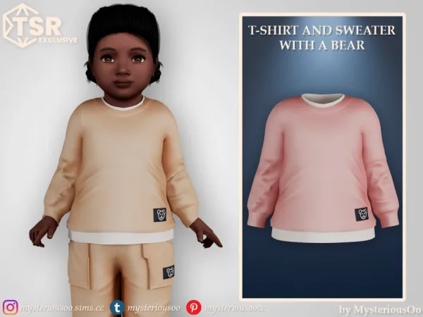 Mix T shirt and sweater with a bear by thesimsresource - The Sims 4 Custom Content