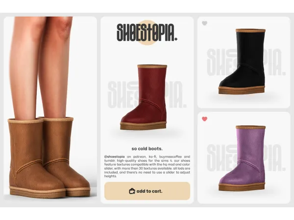Alpha so cold boots by shoestopia - The Sims 4 Custom Content