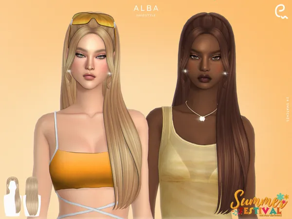 Maxis Match Summer Festival Alba Hairstyle by Enriques4 - The Sims 4 Custom Content