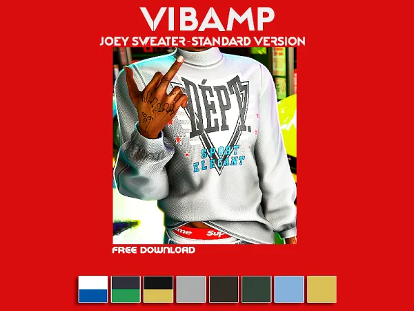 Alpha VIBAMP Joey Sweater Standard Version - The Sims 4 Custom Content