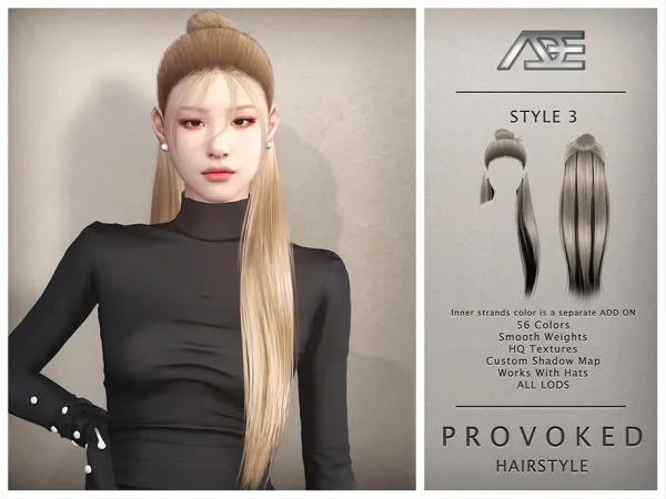 Alpha Provoked Style 3 (Hairstyle) by Ade_Darma - The Sims 4 Custom Content