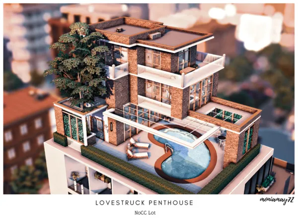 Maxis Match Lovestruck Penthouse NoCC Lot by Moniamay72 - The Sims 4 Custom Content