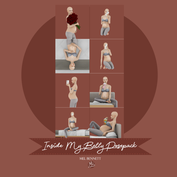 Mix Inside My Belly Posepack by melbennett - The Sims 4 Custom Content