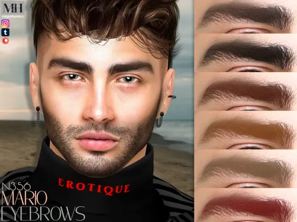 Alpha Mario Eyebrows N356 by MagicHand - The Sims 4 Custom Content
