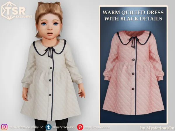 Alpha Warm quilted dress with black details by MysteriousOo - The Sims 4 Custom Content