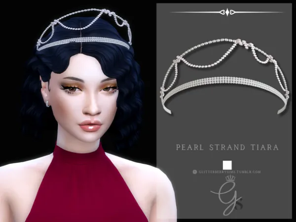 Alpha Pearl Strand Tiara by GlitterberryFly - The Sims 4 Custom Content