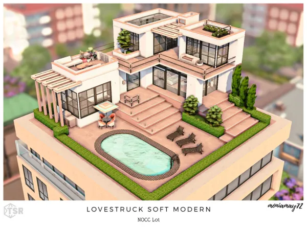 Maxis Match Lovestruck Soft Modern NoCC Lot by Moniamay72 - The Sims 4 Custom Content