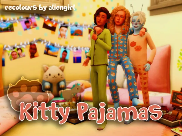 Maxis Match Kitty Pajamas a recolour by aliengirl - The Sims 4 Custom Content