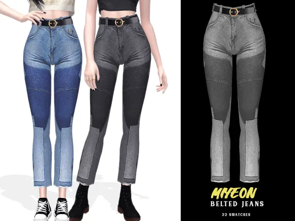 Alpha Miyeon Belted Jeans - The Sims 4 Custom Content
