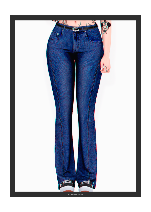 Alpha Minju Denim Pants (Belt Version) by plbsims - The Sims 4 Custom Content