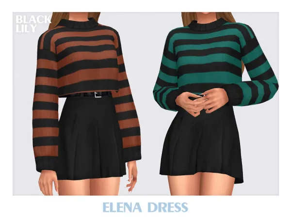 Maxis Match Elena Dress by Black_Lily - The Sims 4 Custom Content