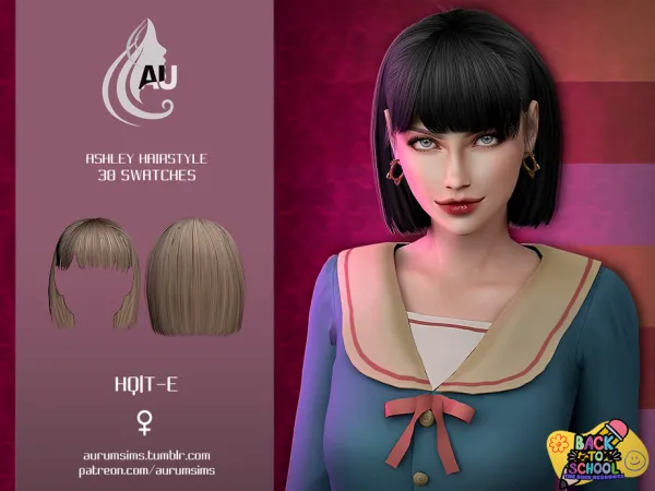 Alpha Ashley hairstyle by AurumMusik - The Sims 4 Custom Content