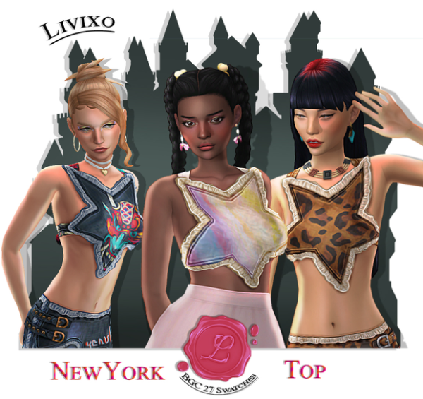 Maxis Match NEW YORK TOP by simsfinds - The Sims 4 Custom Content
