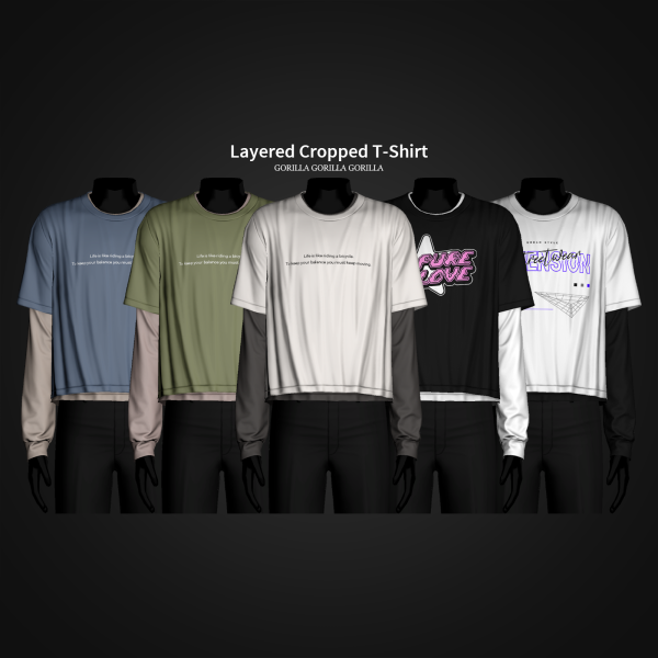 Alpha Layered Cropped T Shirt by simsfinds - The Sims 4 Custom Content