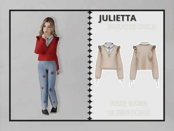 Alpha Julietta Sweater Child - The Sims 4 Custom Content
