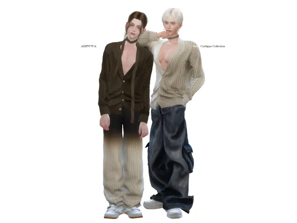 Alpha Boy in Cardigan Baggy Pant by ashwwa - The Sims 4 Custom Content