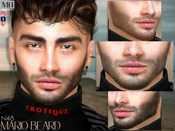 Alpha Mario Beard N48 by MagicHand - The Sims 4 Custom Content