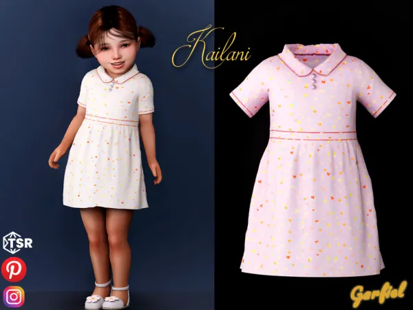 Mix Kailani Cute dress with hearts by Garfiel - The Sims 4 Custom Content