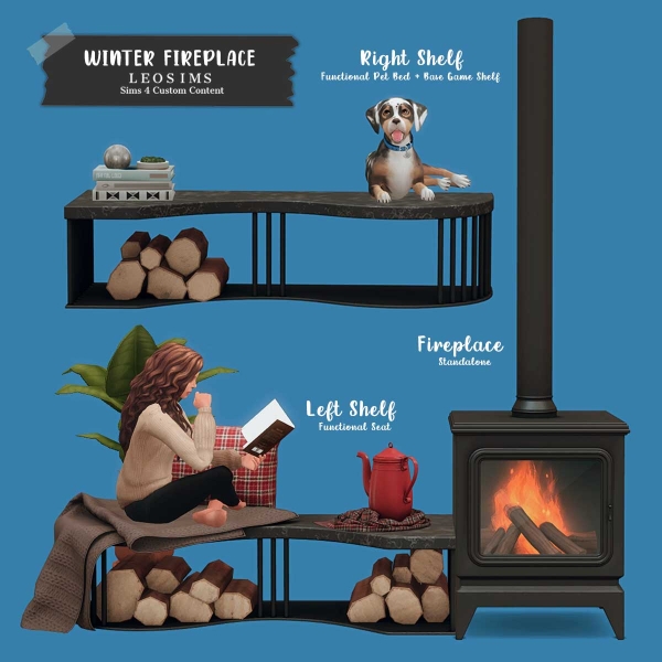 Mix Winter Fireplace by leosims4cc - The Sims 4 Custom Content
