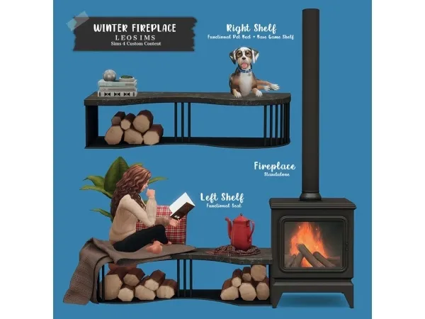 Mix Winter Fireplace - The Sims 4 Custom Content
