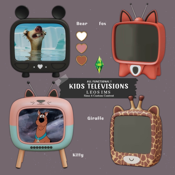 Mix Functional Kids Televisions by leosims4cc - The Sims 4 Custom Content