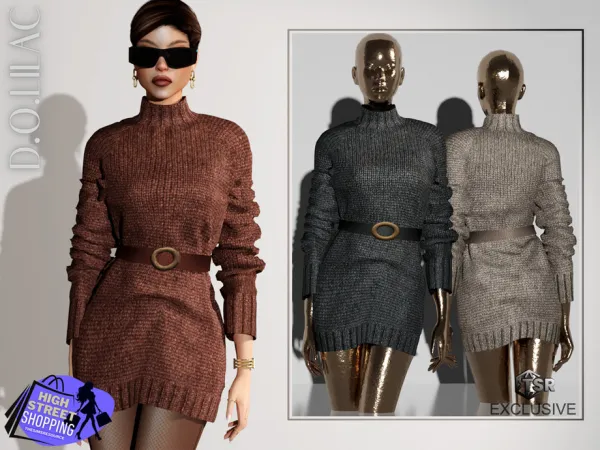 Alpha Cashmere Turtleneck Mini Dress DO0598 by DOLilac - The Sims 4 Custom Content